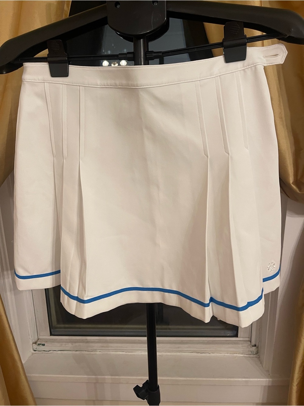 Tory Burch White Tennis Skirt with Blue Trim